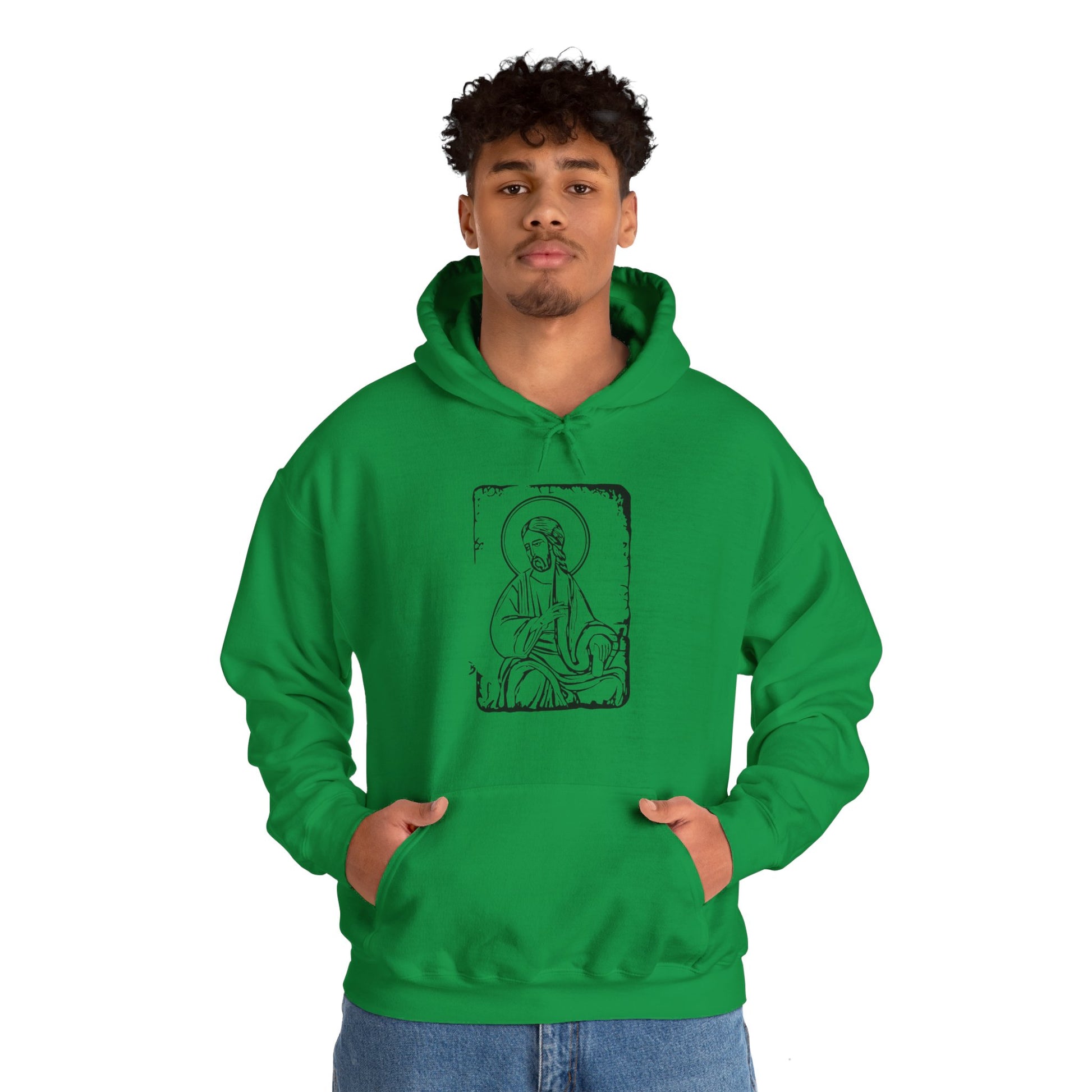 Orthodox Icon Men's Hooded Sweatshirt (Black Logo) - Sweet Baby Jeez Teez