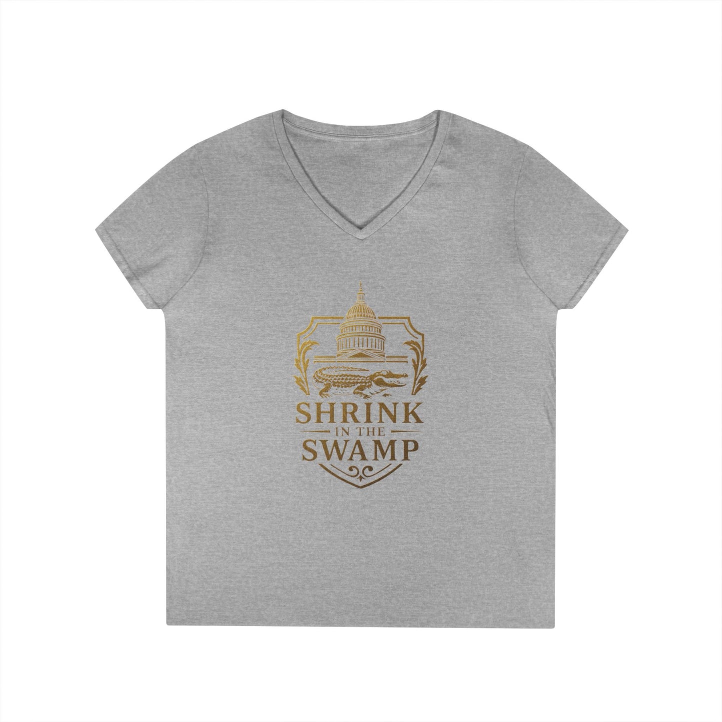 Shrink in the Swamp [TM] Ladies' V-Neck T-Shirt - Sweet Baby Jeez Teez