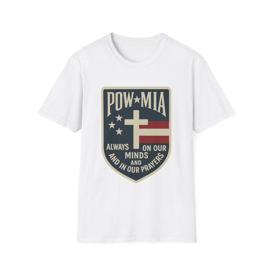 "POW MIA Thoughts & Prayers" Tribute Military Support Softstyle T-Shirt