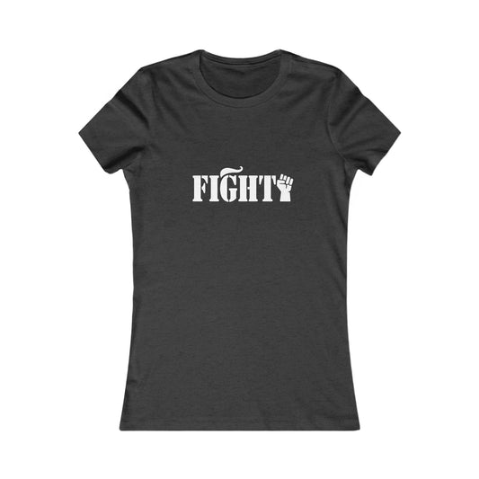 Fight Women's Fitted Tshirt (White Fist Logo) - Sweet Baby Jeez Teez