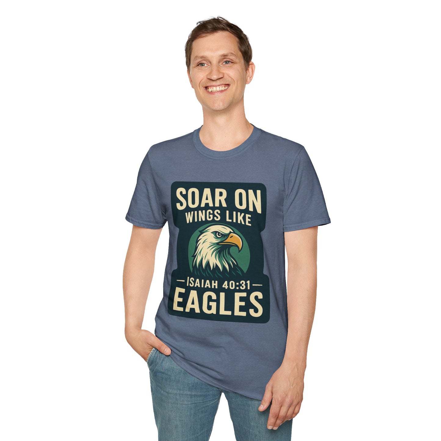 "Isiah 40:31" Soar on Wings Bible Verse Softstyle Tshirt