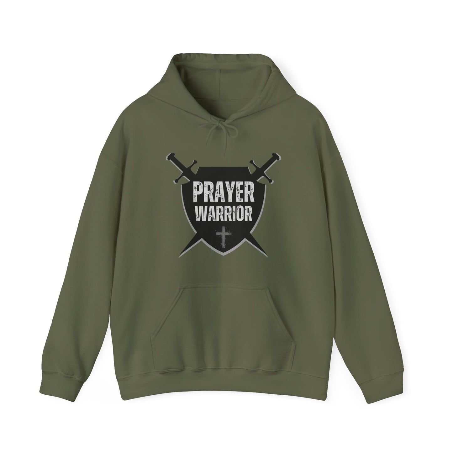 Prayer Warrior Shield Men's Hoodie (Black Logo) - Sweet Baby Jeez Teez