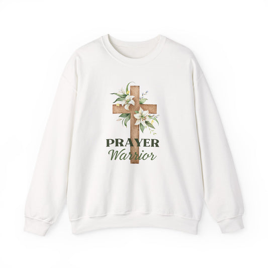 "Prayer Warrior" Christian Women's Sweatshirt (Lilly Cross Logo)