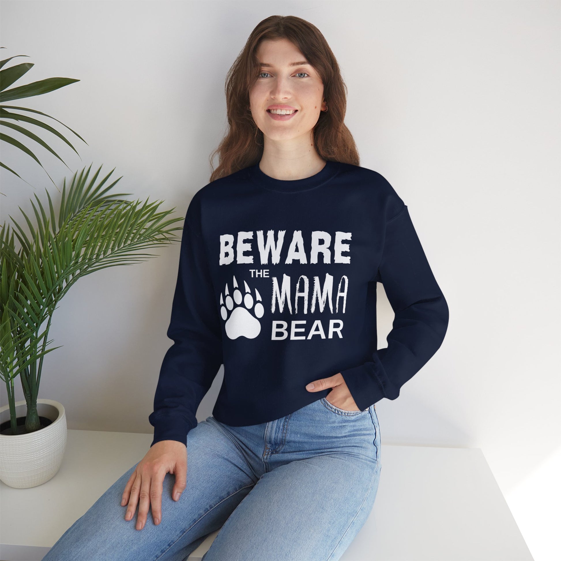 Mama Bear Women's Relaxed Sweatshirt (White Logo) - Sweet Baby Jeez Teez