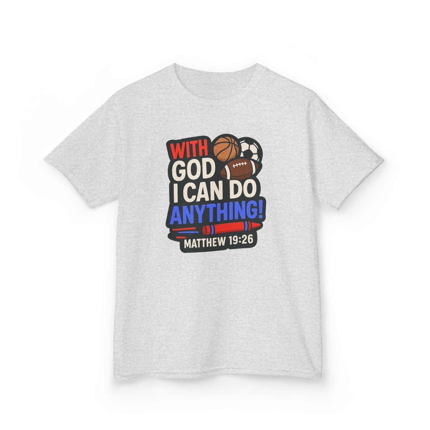 "With God I Can Do Anything!" Bible Verse Christian Boy's Inspirational Tshirt