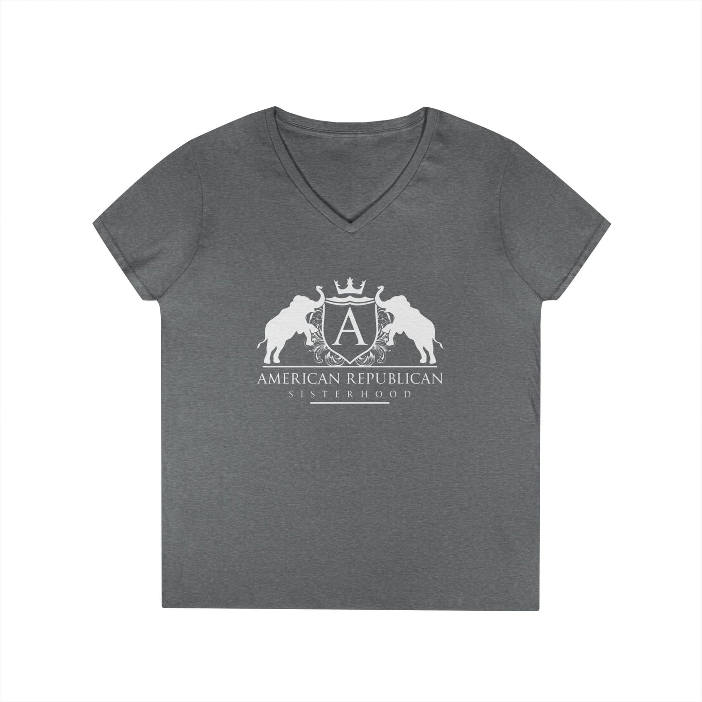 ARS Logo Ladies V-Neck Tshirt (ARS - White Logo) - Sweet Baby Jeez Teez