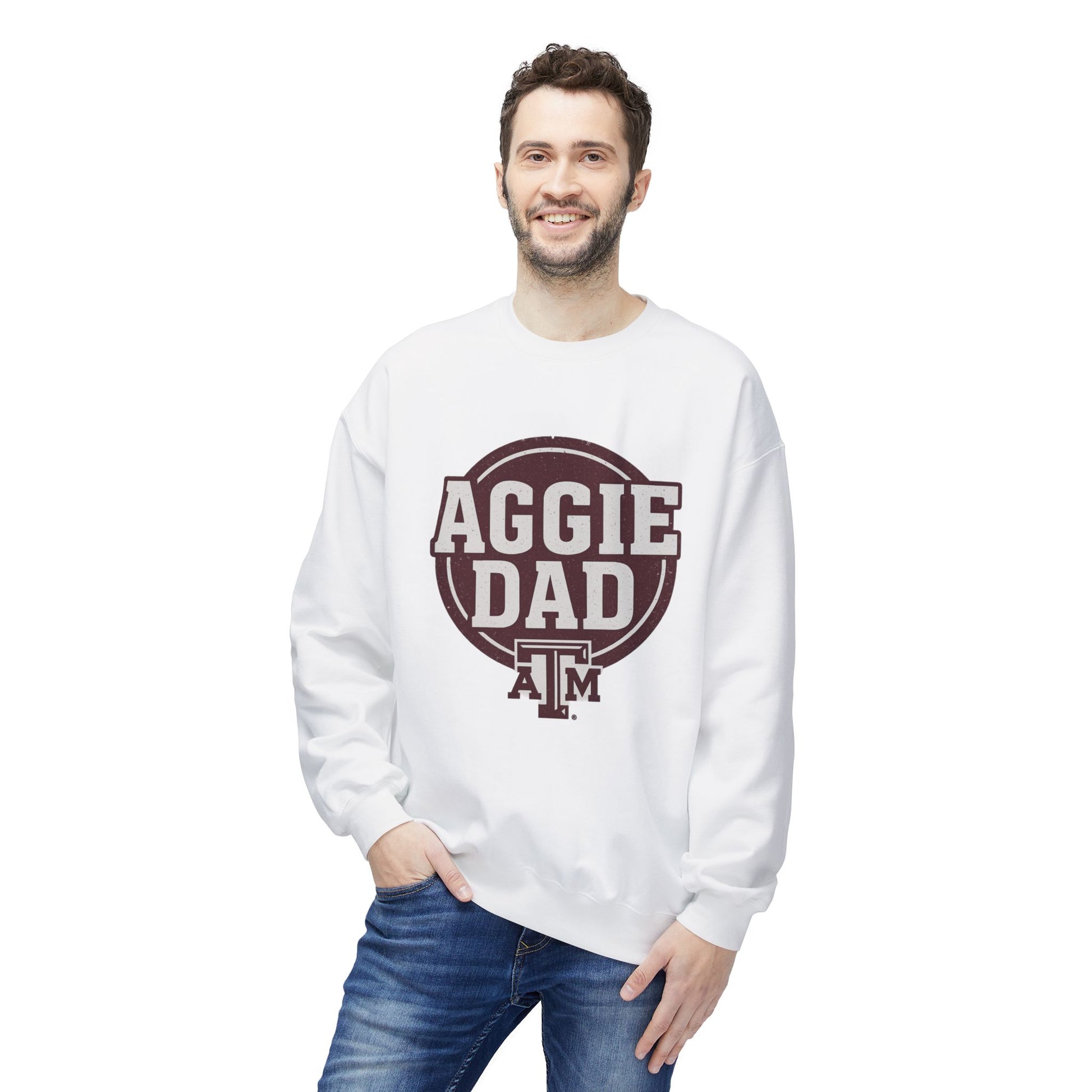 Aggie Dad Texas A&M Midweight Fleece Crewneck Sweatshirt - Sweet Baby Jeez Teez