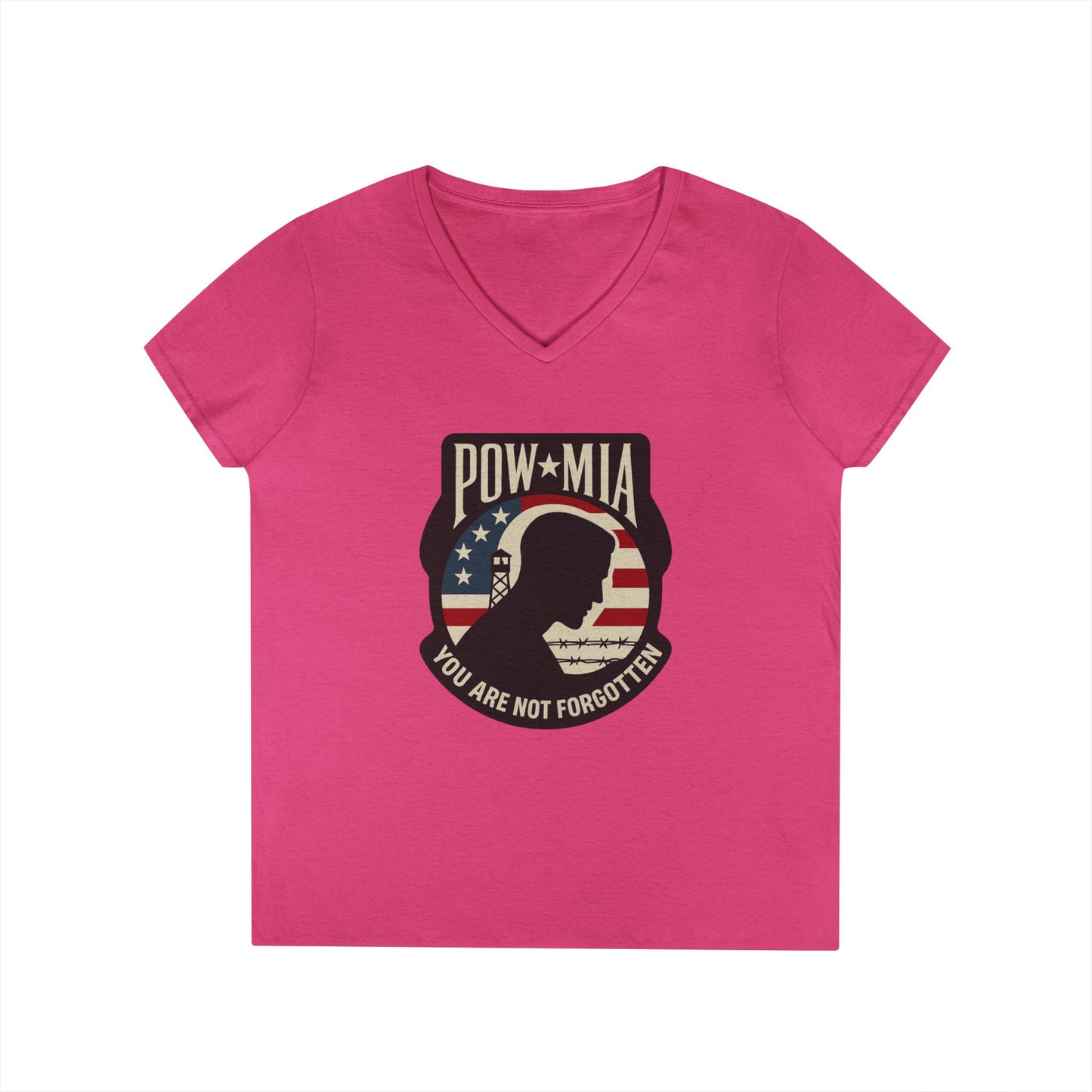 "POW MIA You are not Forgotten" Military Support Women's V-Neck T-Shirt