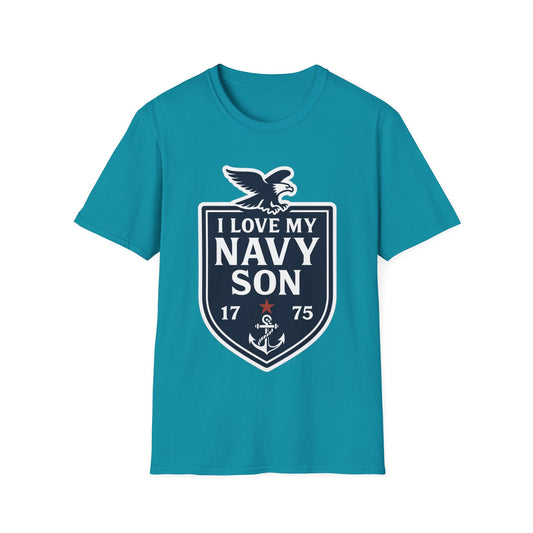 "I Love my Navy Son" Military Pride Patriotic Crest Softstyle Tshirt
