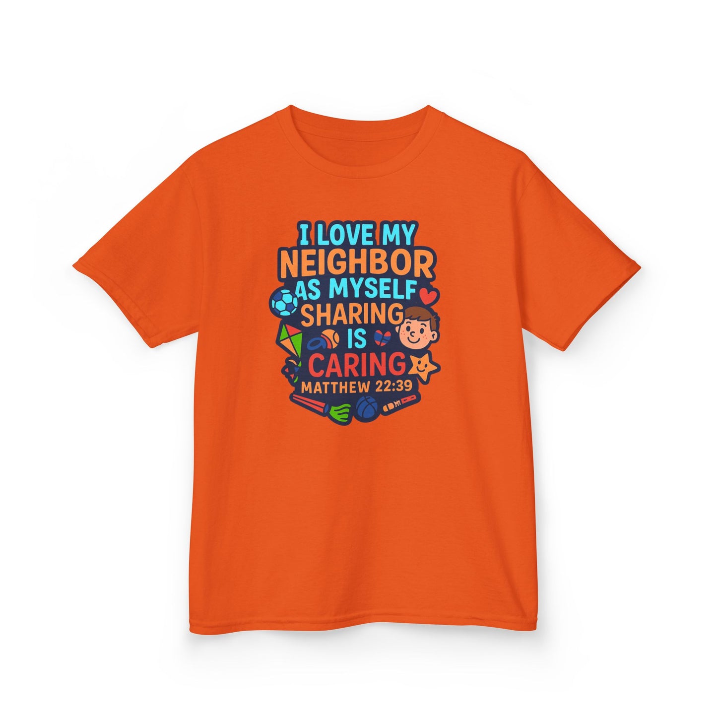 "I Love My Neighbor" Sharing is Caring Christian Boy's Bible Verse Tshirt