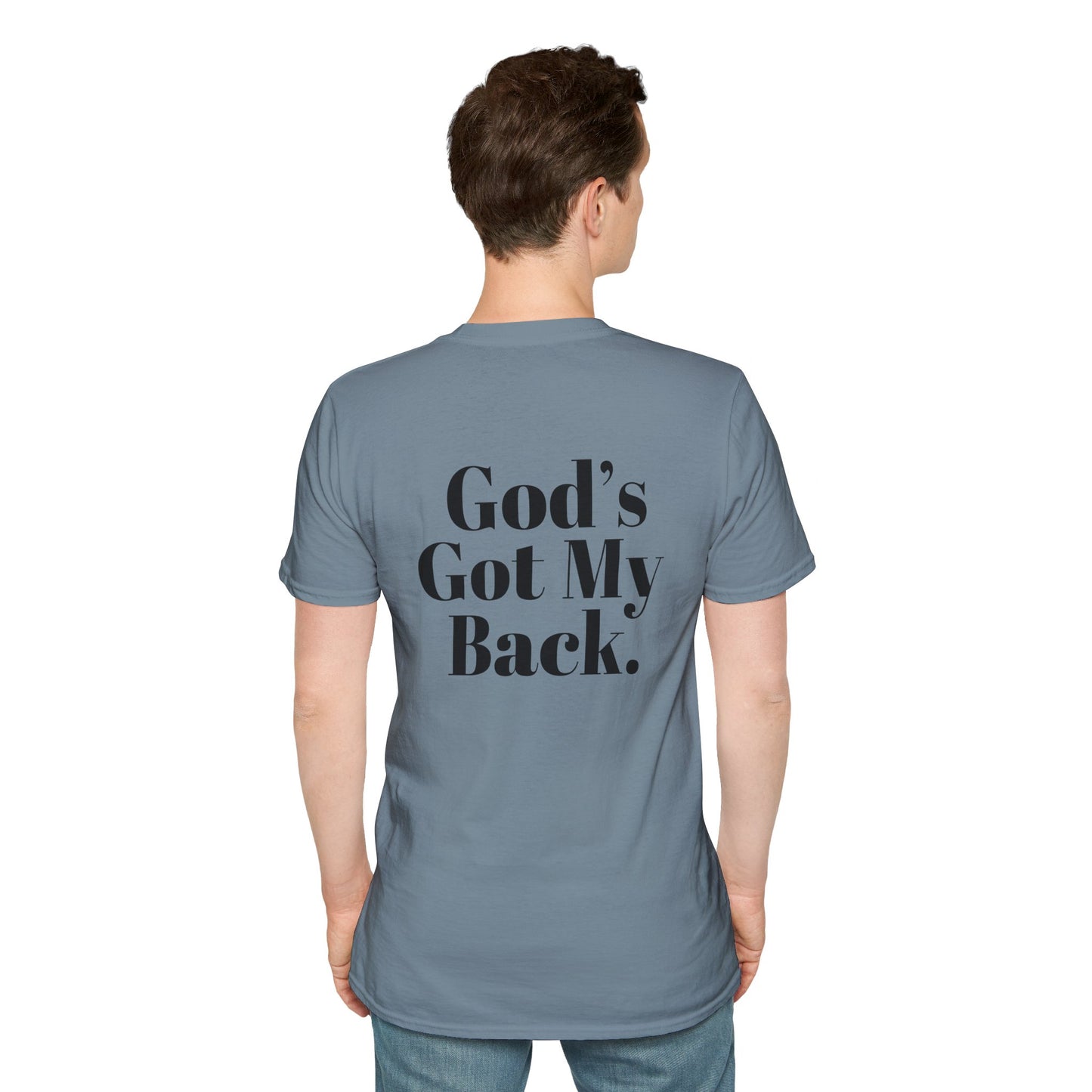 God's Got My Back Men's Tshirt (Black Logo) - Sweet Baby Jeez Teez