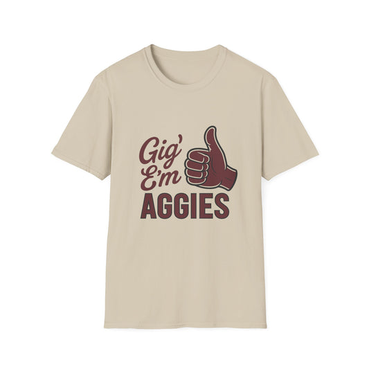 "Gig Em" Aggies Texas A&M Unisex Softstyle T-Shirt - Sweet Baby Jeez Teez