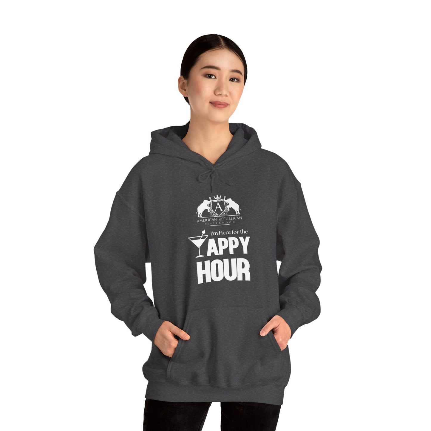Here for the Yappy Hour Women's Relaxed Hoodie (ARS - White Logo) - Sweet Baby Jeez Teez