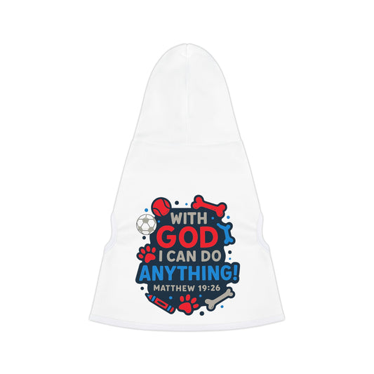 "With God" Bible Verse Adorable Pet Hoodie for Beloved Dogs and Cats (Red/Blue)
