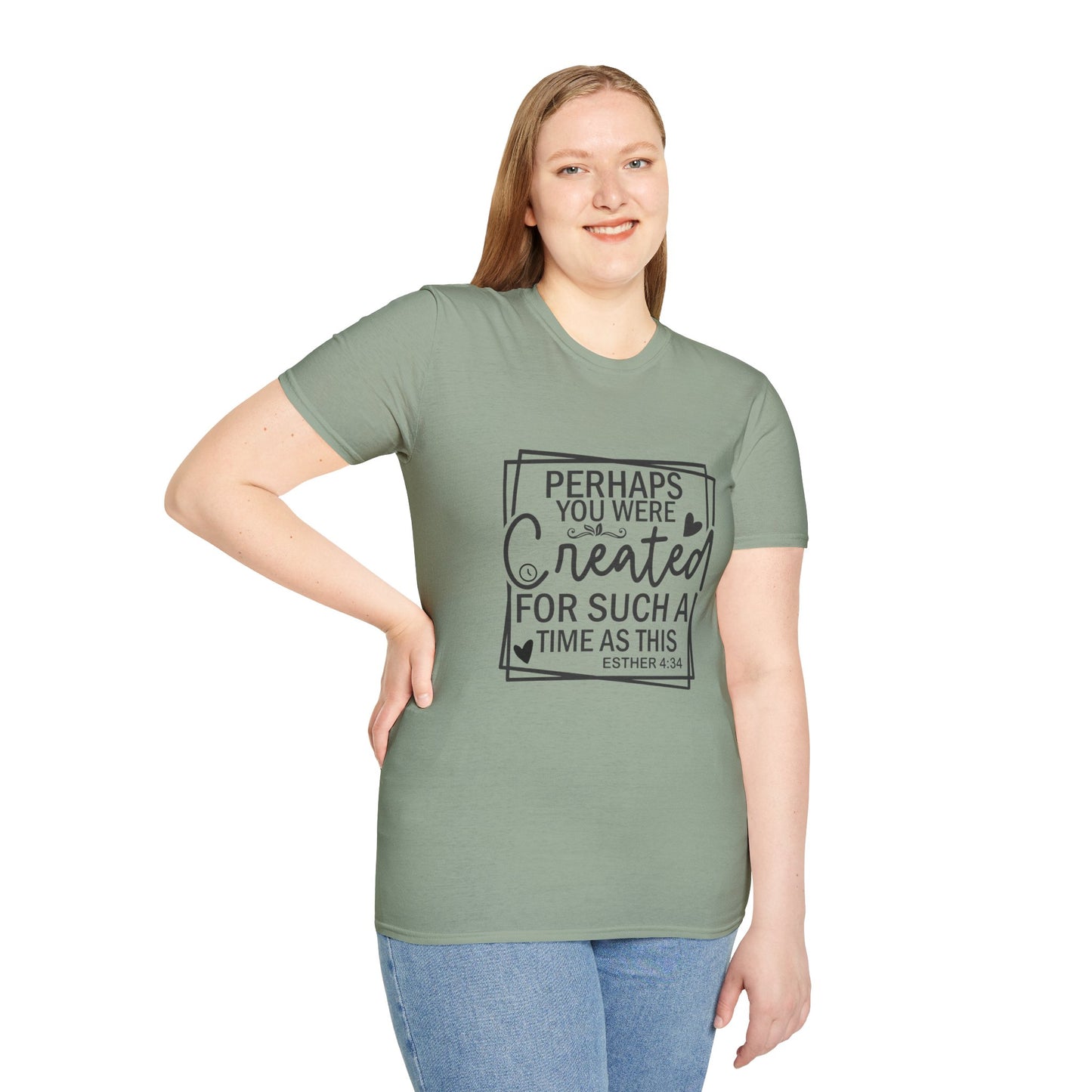 Esther 4:14 Women's Relaxed Softstyle Tshirt (Black Logo) - Sweet Baby Jeez Teez