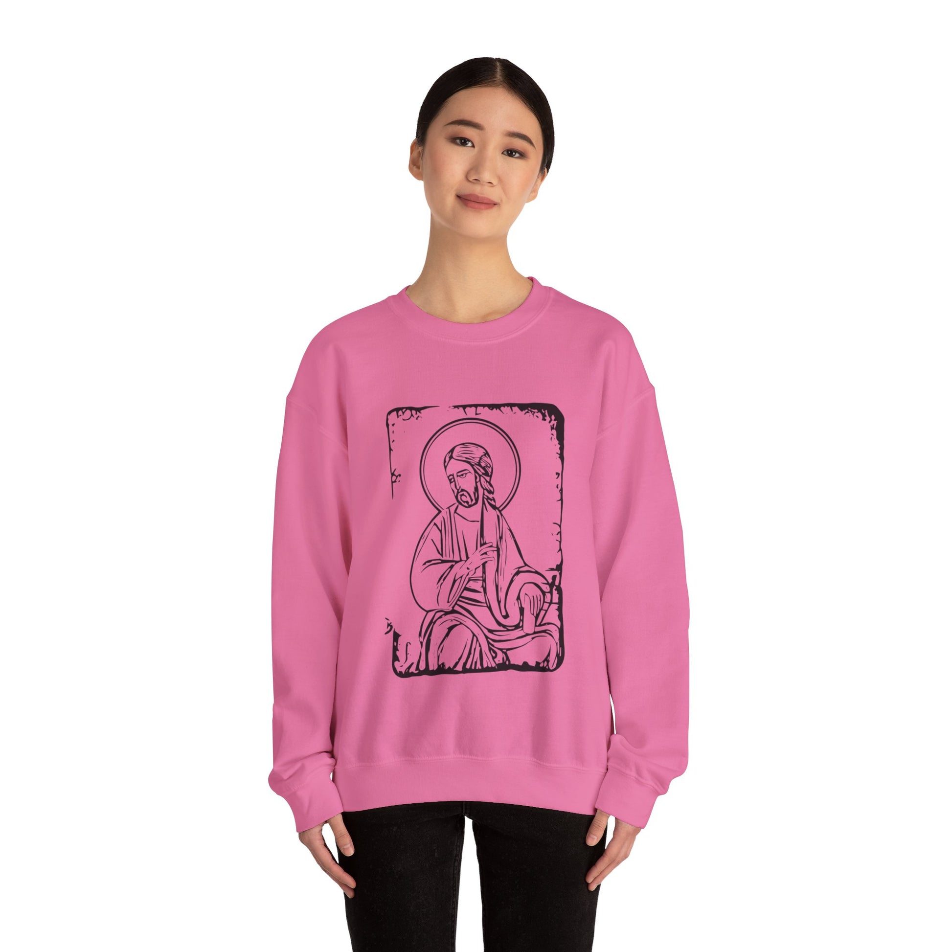 Orthodox Icon Women's Relaxed Sweatshirt (Black Logo) - Sweet Baby Jeez Teez