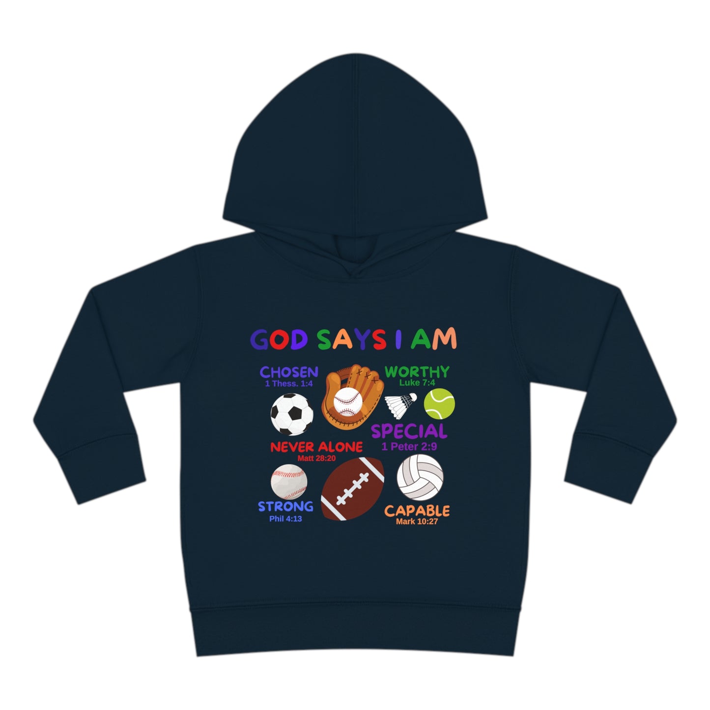 God Says I am Toddler Fleece Hoodie (Sports Logo) - Sweet Baby Jeez Teez
