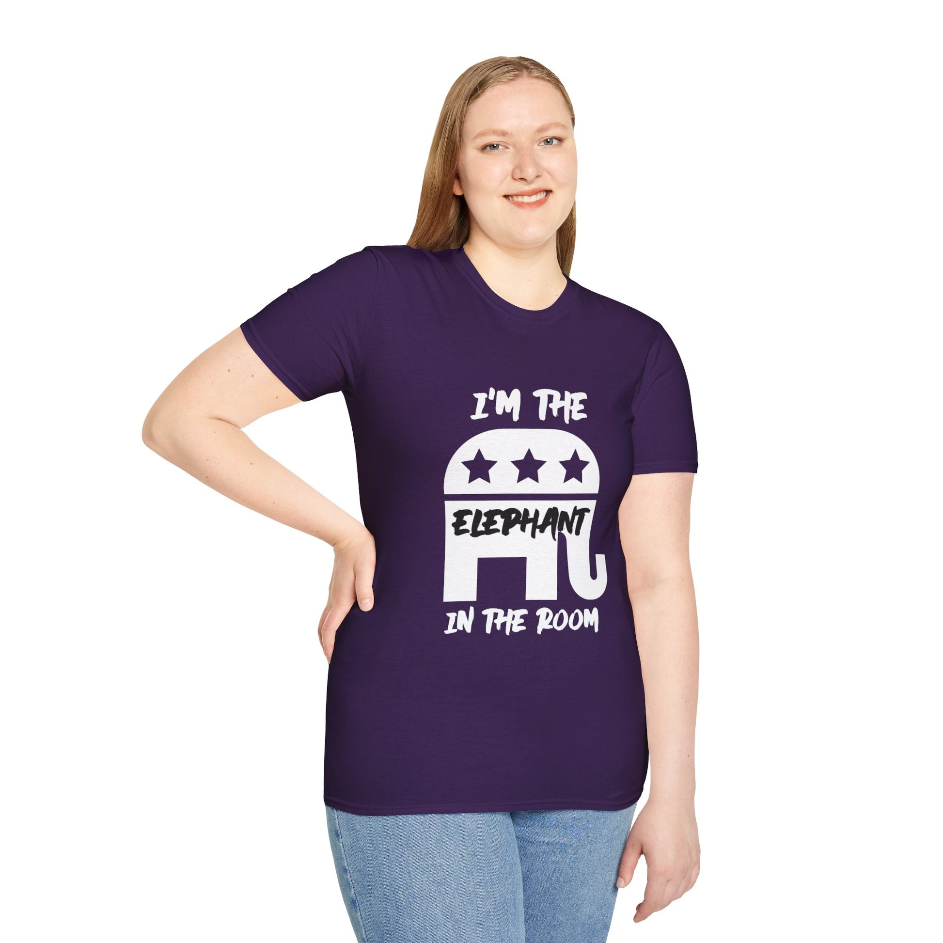 Elephant Women's Relaxed/Plus Tshirt (White/Black Logo) - Sweet Baby Jeez Teez