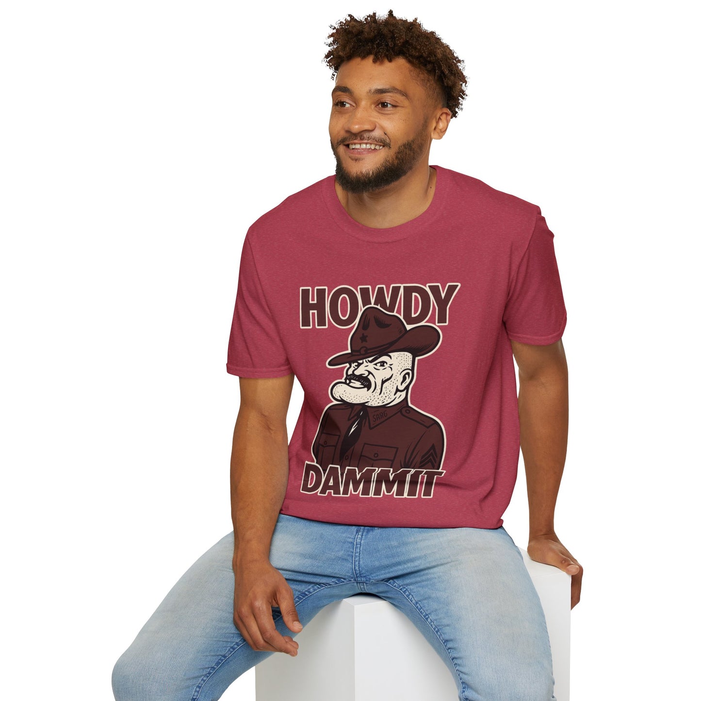 Howdy Dammit Men's Tshirt (Aggie - Old  Sarge Logo)