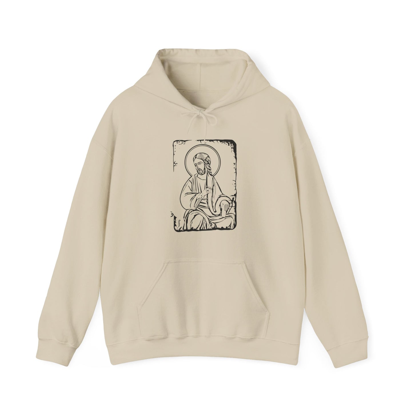Orthodox Icon Men's Hooded Sweatshirt (Black Logo) - Sweet Baby Jeez Teez