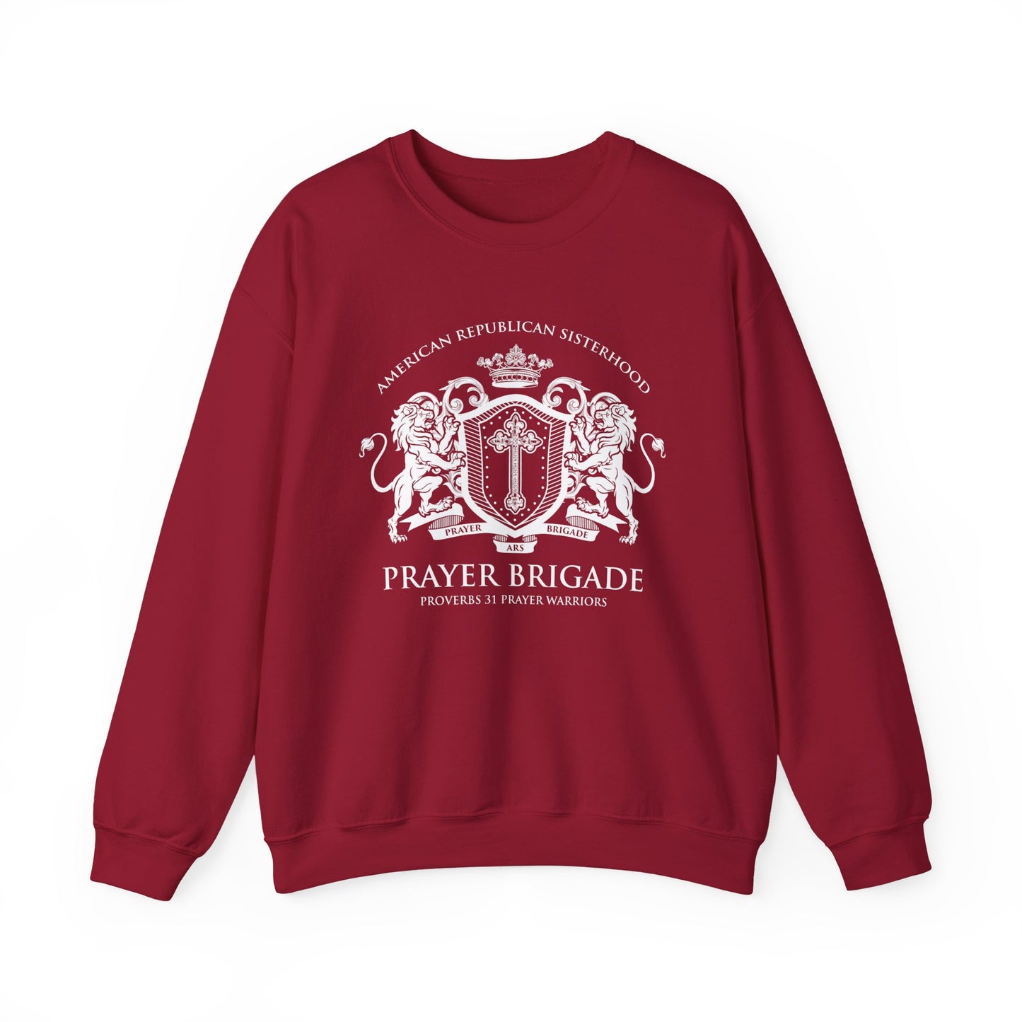 Prayer Brigade Relaxed Sweatshirt - Scripture Inspired Design (White Logo)