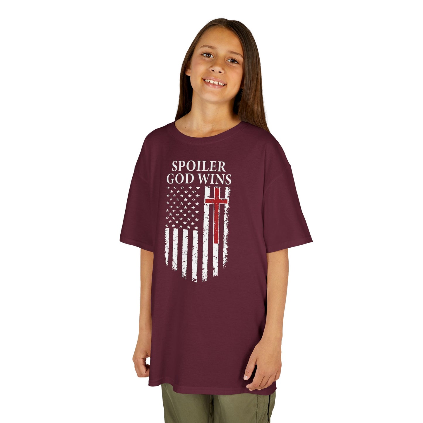 "Spoiler God Wins" Christian Kids Softstyle T-Shirt