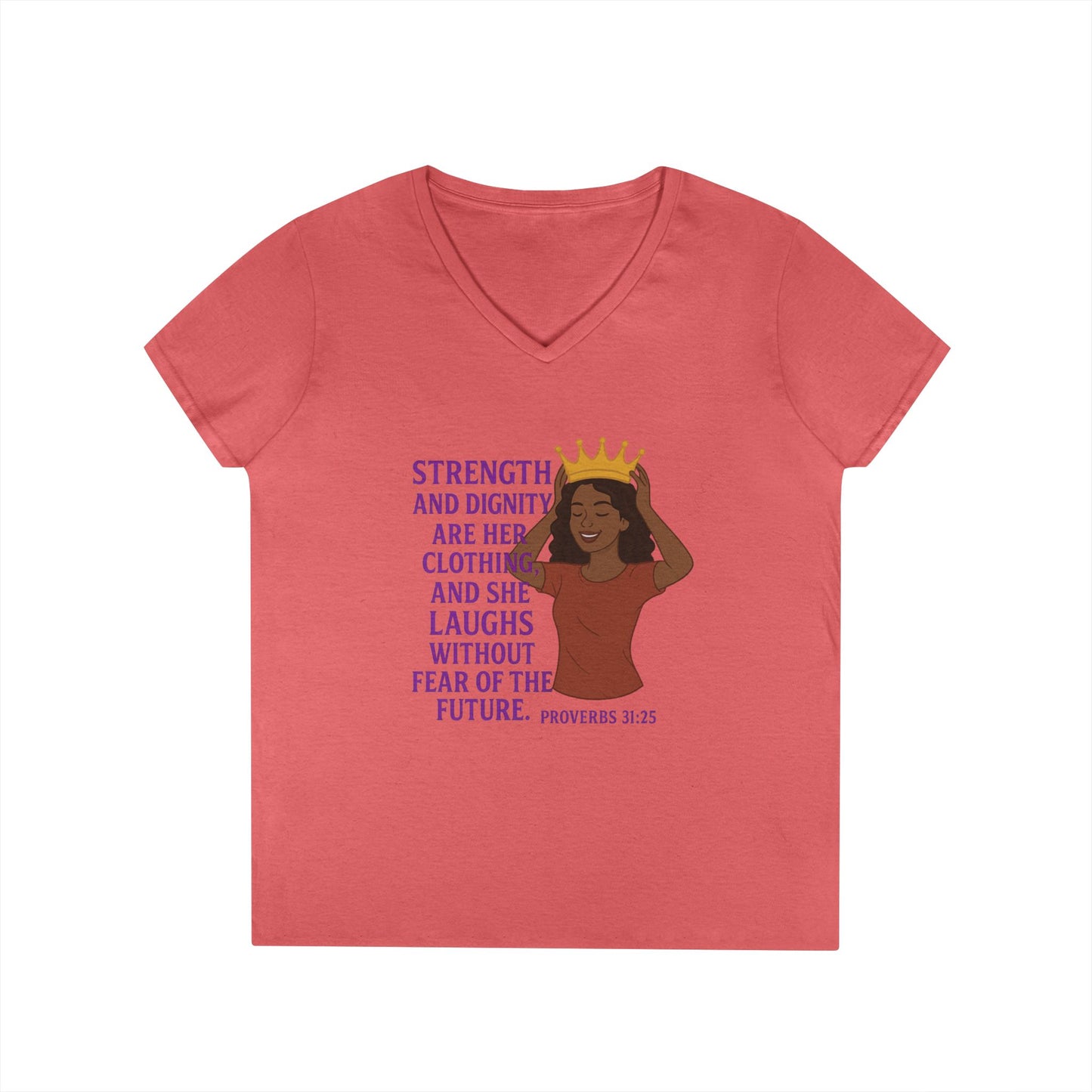 "Strength & Dignity" Bible Verse Women's V-neck T-shirt