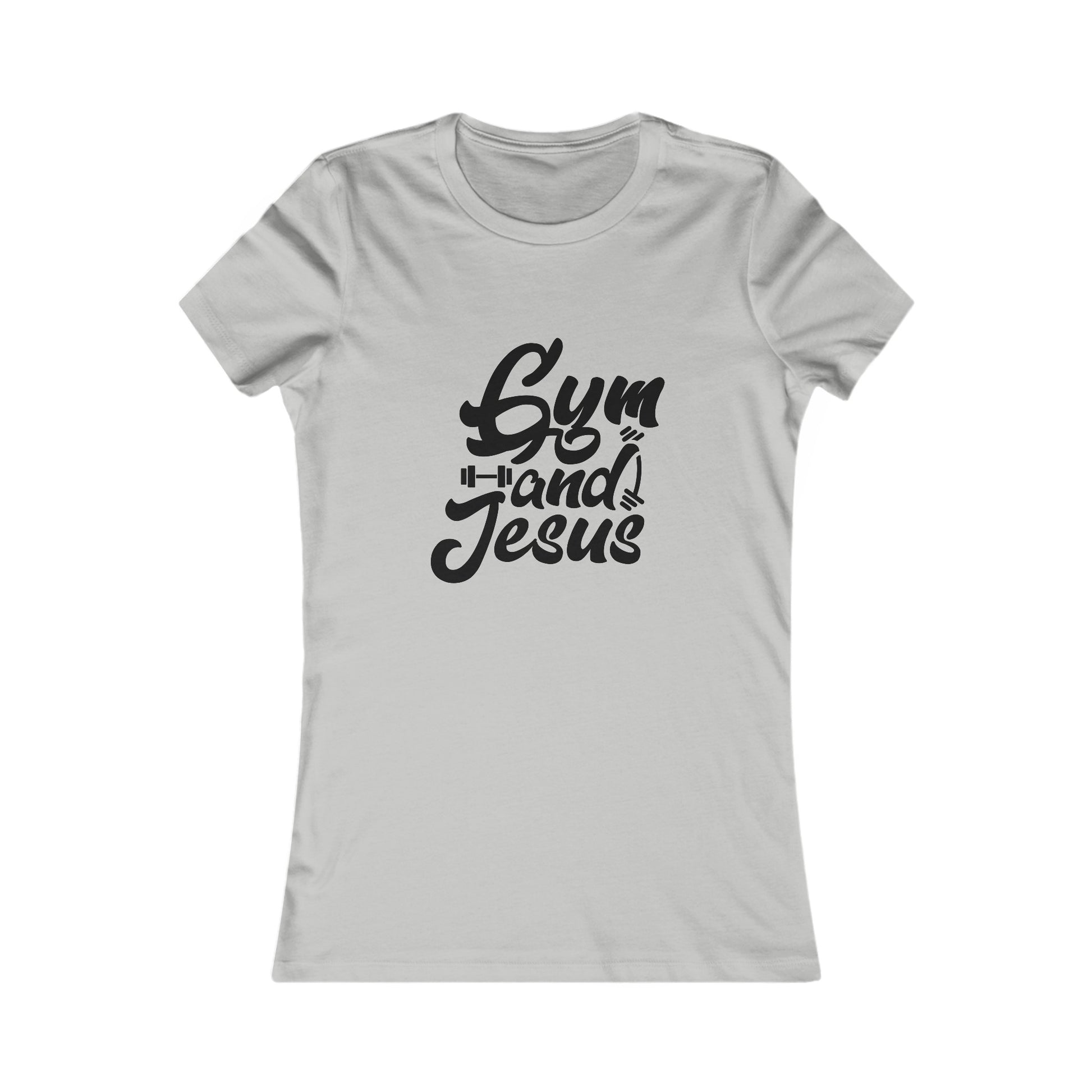 Gym and Jesus Women's Fitted Tshirt (Black Logo) - Sweet Baby Jeez Teez