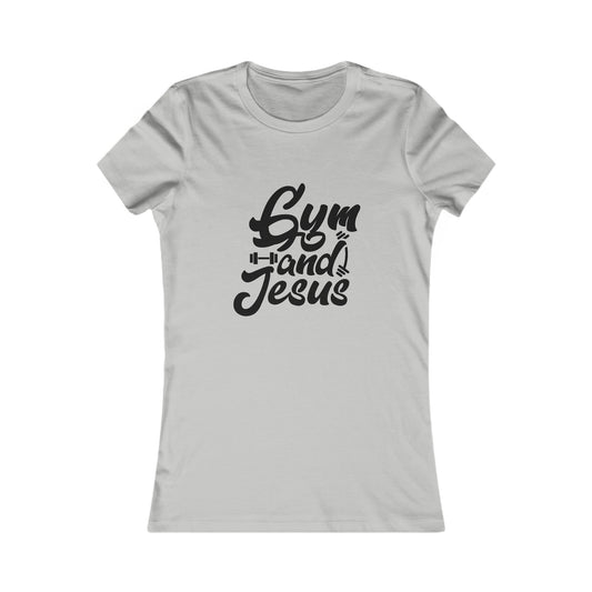 Gym and Jesus Women's Fitted Tshirt (Black Logo) - Sweet Baby Jeez Teez