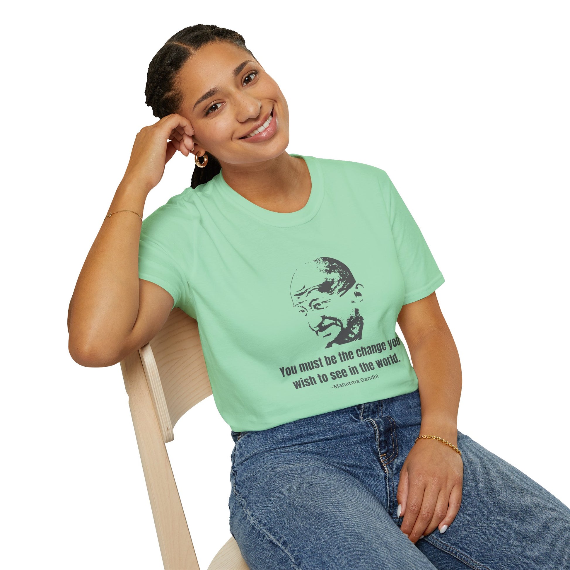 Be the Change Women's Relaxed/Plus Tshirt (IW Gray Logo) - Sweet Baby Jeez Teez
