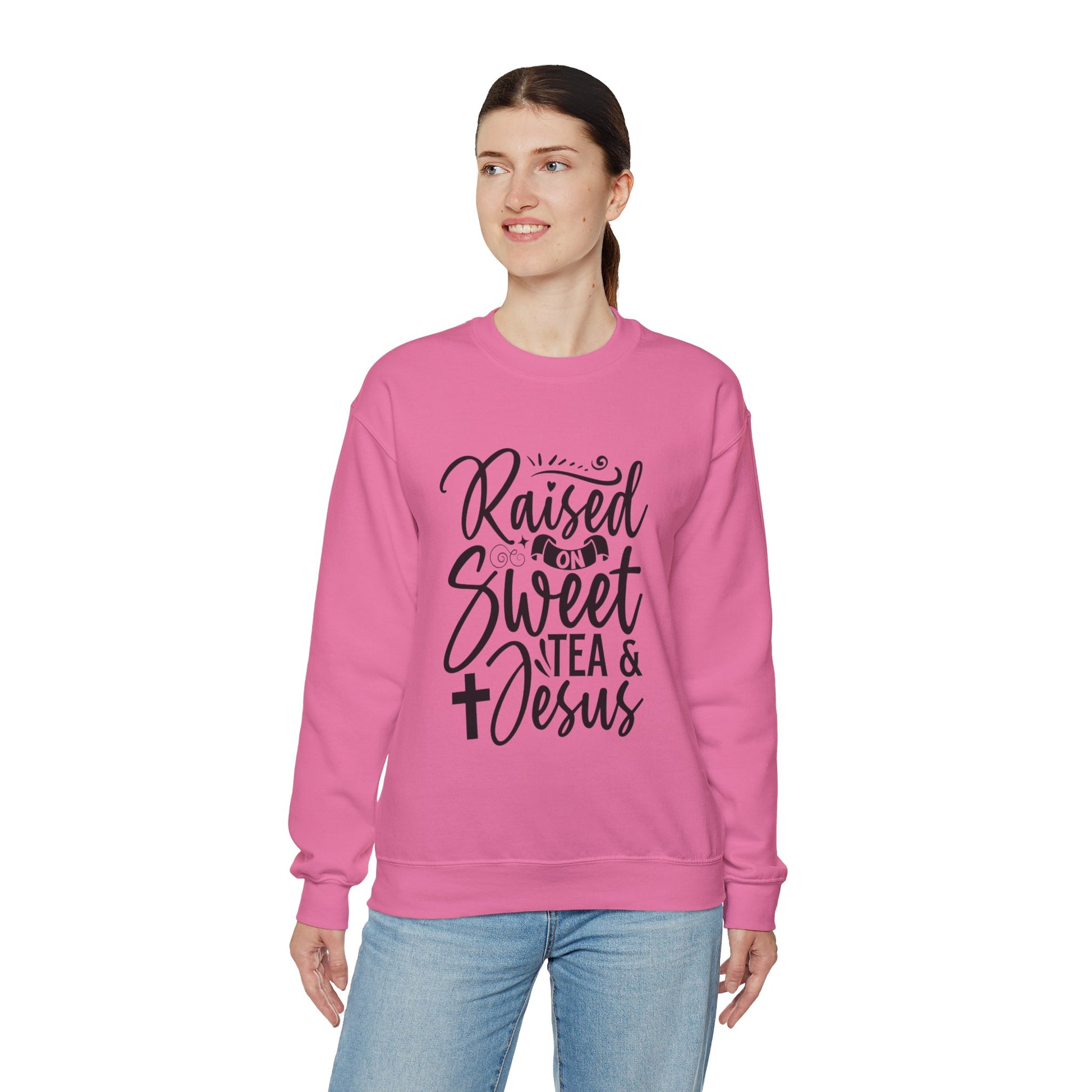 Sweet Tea and Jesus Women's Relaxed Sweatshirt (Black Logo) - Sweet Baby Jeez Teez