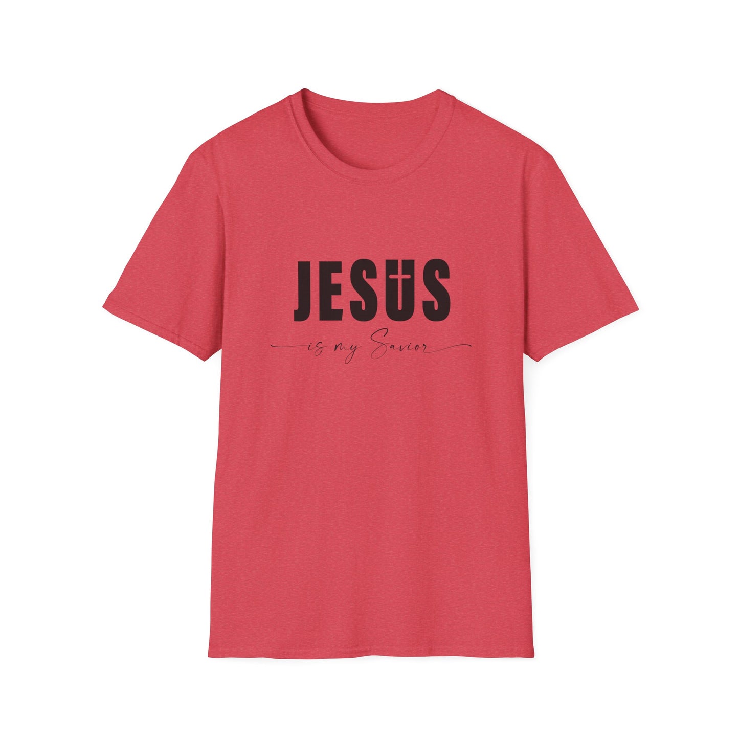 "Jesus is My Savior" Christian Faith Soft T-Shirt (Black Logo)