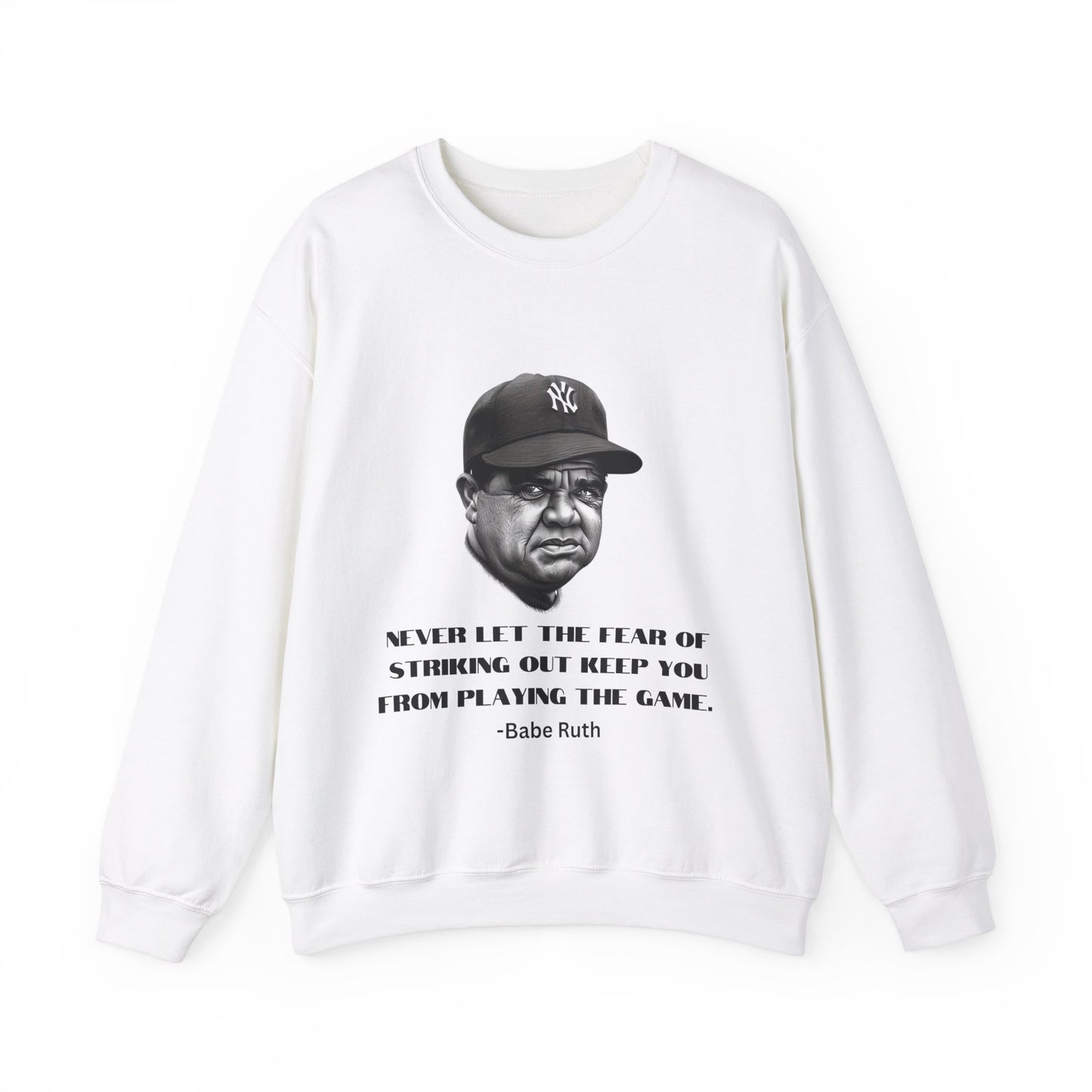 Strike Out Babe Ruth Men's Crewneck Sweatshirt (IW Grayscale Logo) - Sweet Baby Jeez Teez