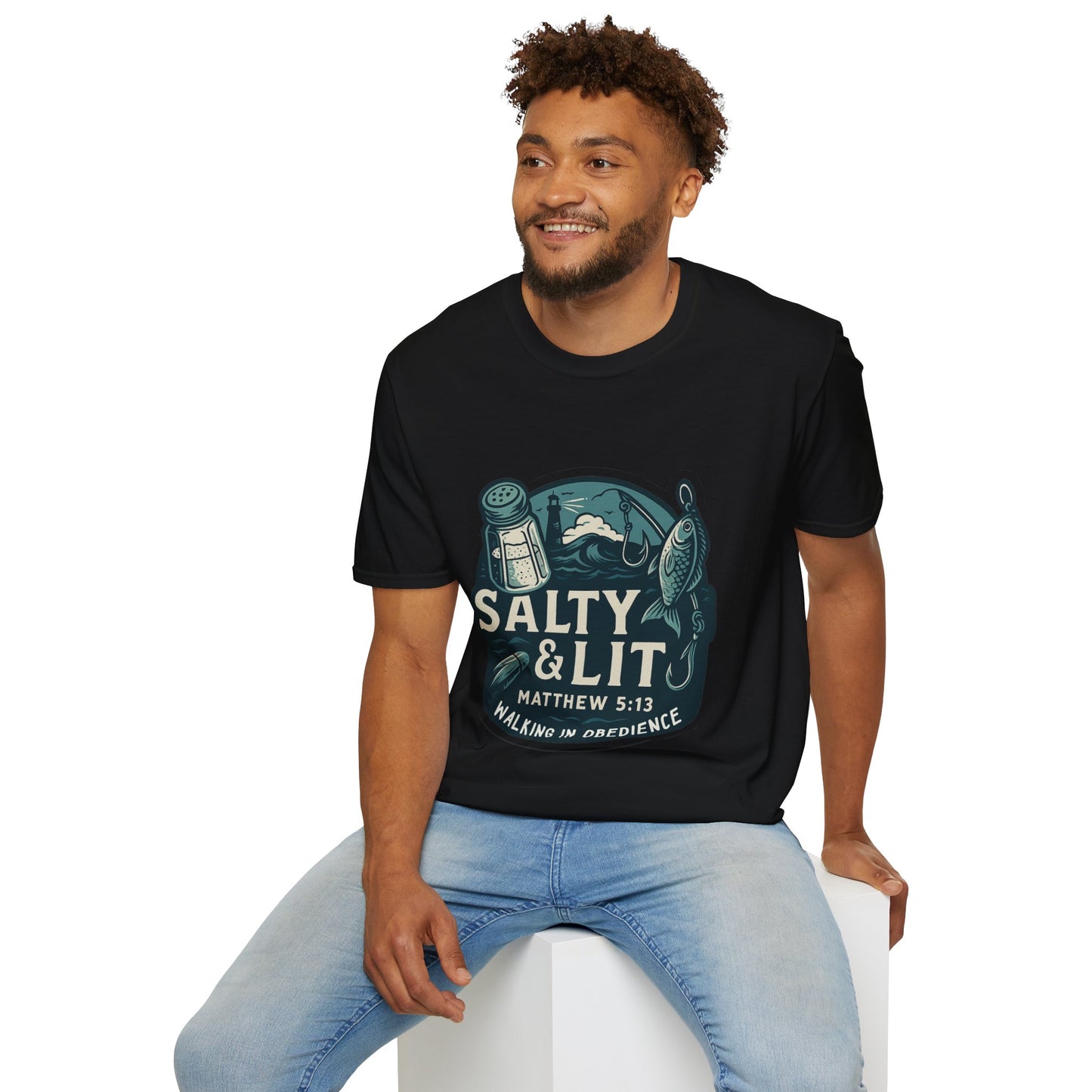 'Salty & Lit" Matthew 5:13 Bible Verse Christian Softstyle Tshirt