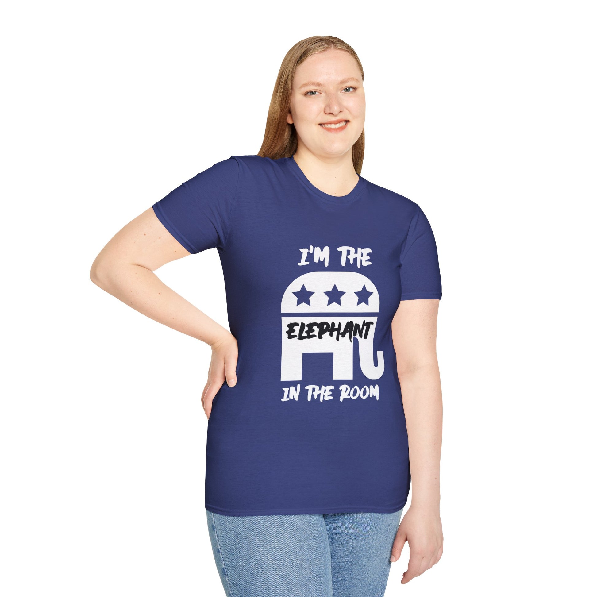 Elephant Women's Relaxed/Plus Tshirt (White/Black Logo) - Sweet Baby Jeez Teez