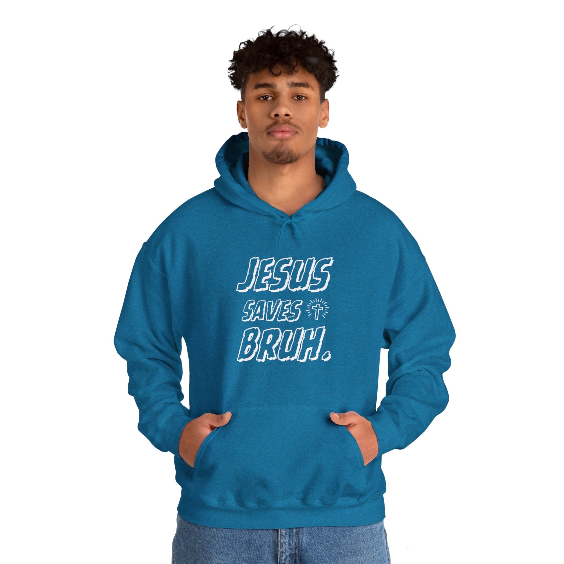 Jesus Saves Bruh Men's Hoodie (White Logo) - Sweet Baby Jeez Teez