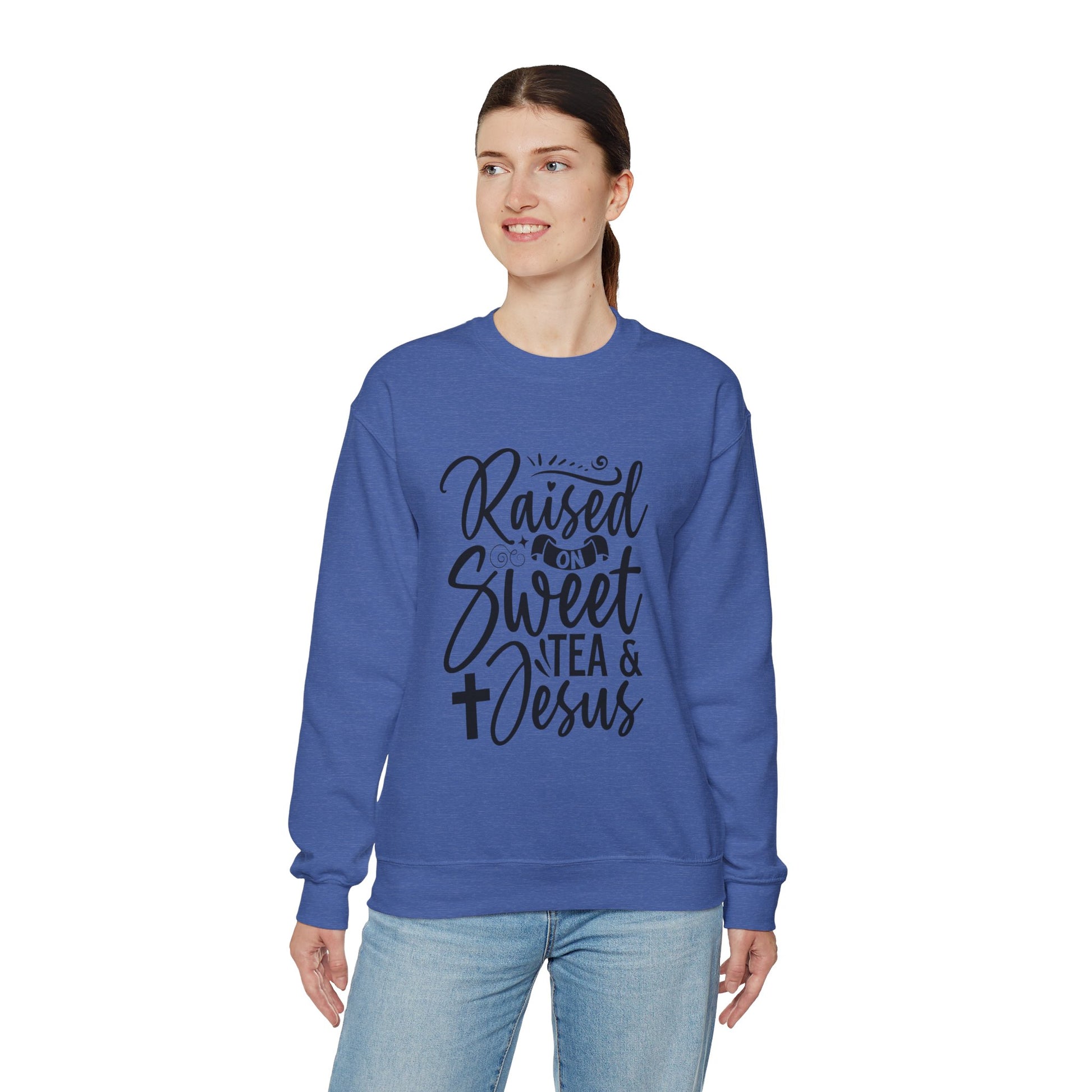 Sweet Tea and Jesus Women's Relaxed Sweatshirt (Black Logo) - Sweet Baby Jeez Teez