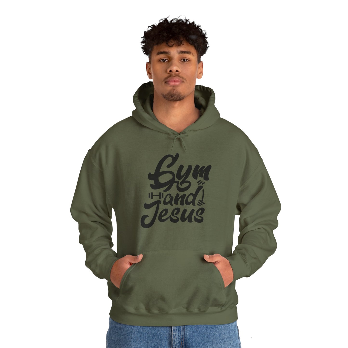 Gym and Jesus Men's Hoodie (Black Logo) - Sweet Baby Jeez Teez