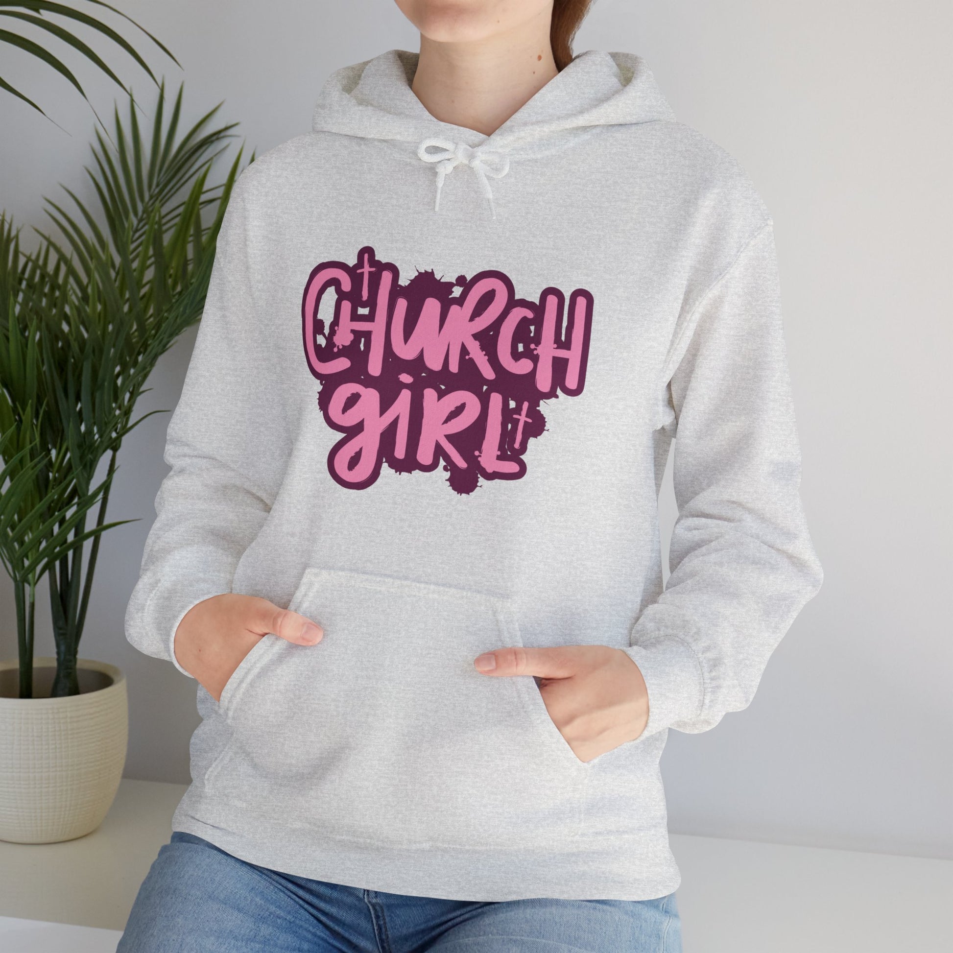 Church Girl Women's Hoodie (Pinks Logo) - Sweet Baby Jeez Teez
