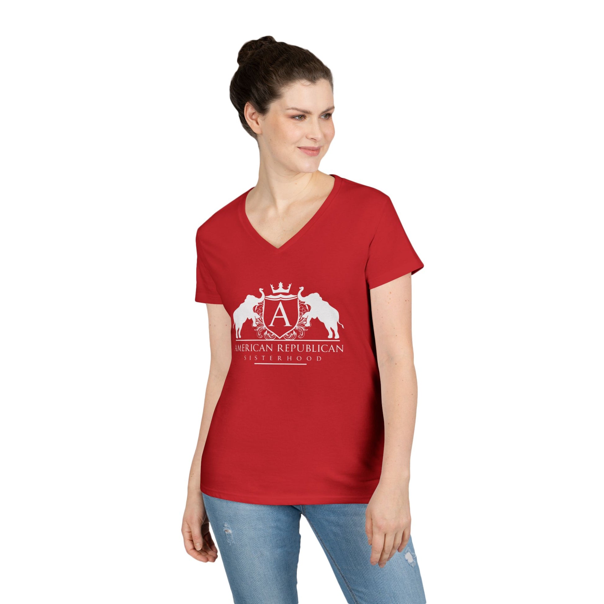 ARS White Logo Women's V-neck Tshirt - Sweet Baby Jeez Teez
