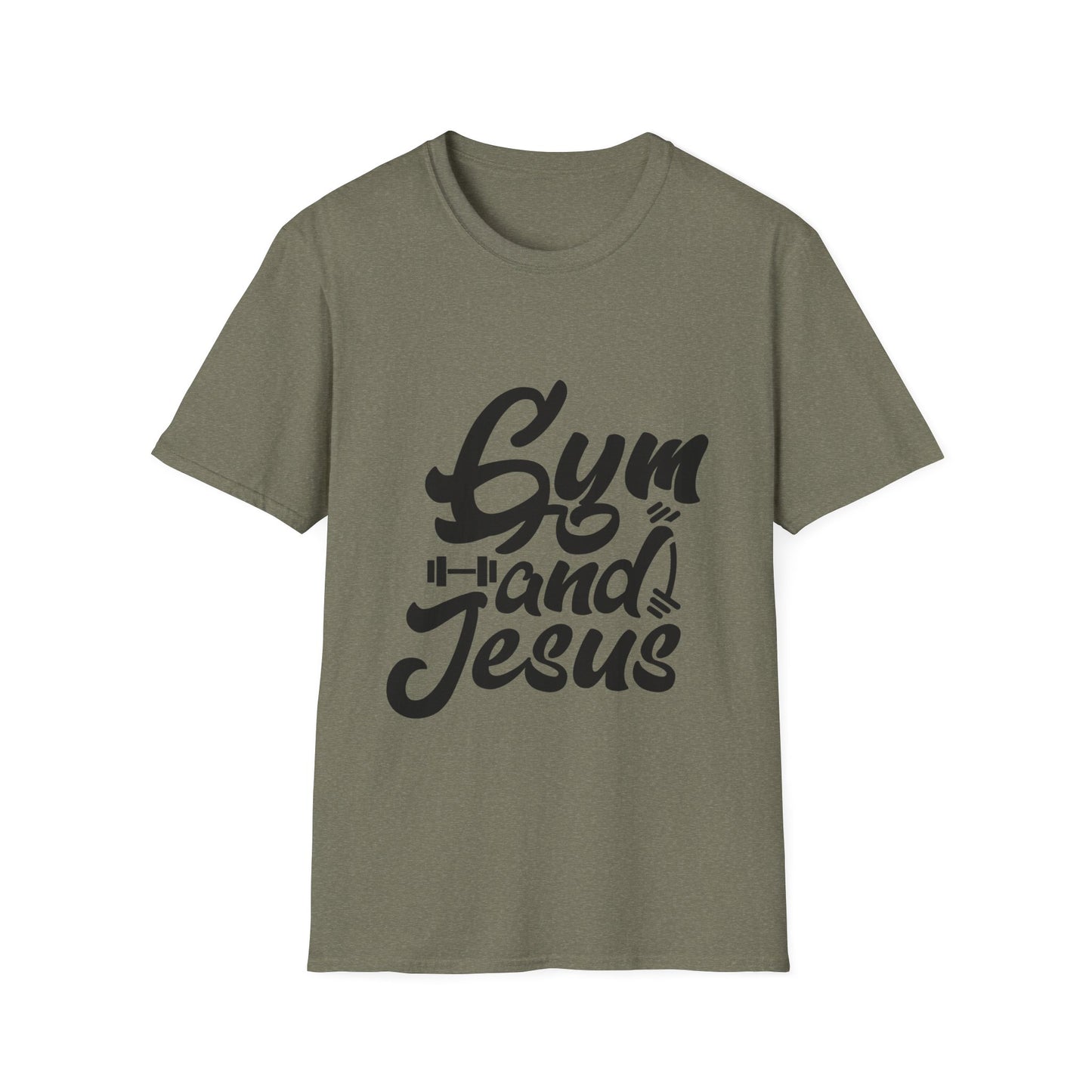 Gym and Jesus Men's Tshirt (Black Logo) - Sweet Baby Jeez Teez