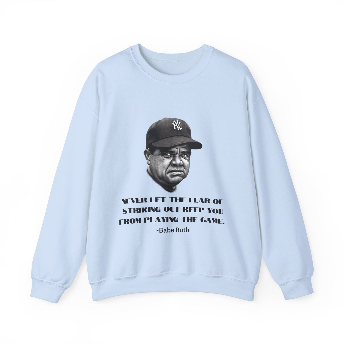 Strike Out Babe Ruth Men's Crewneck Sweatshirt (IW Grayscale Logo) - Sweet Baby Jeez Teez
