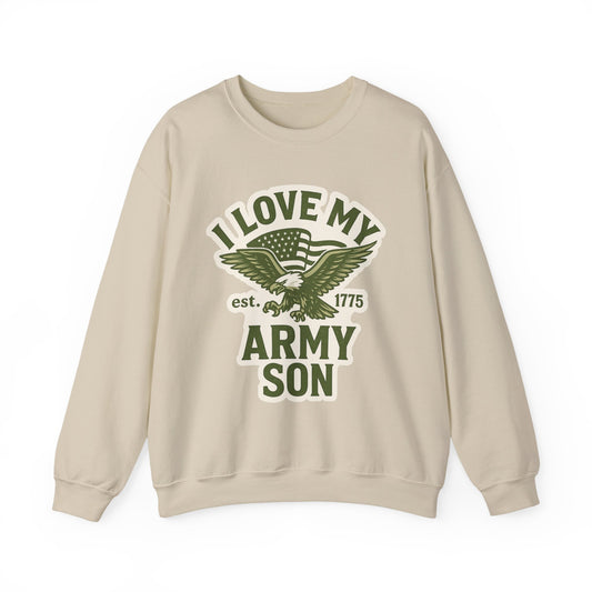 "I Love My Army Son" Patriotic Crewneck Sweatshirt for Army Military Parents