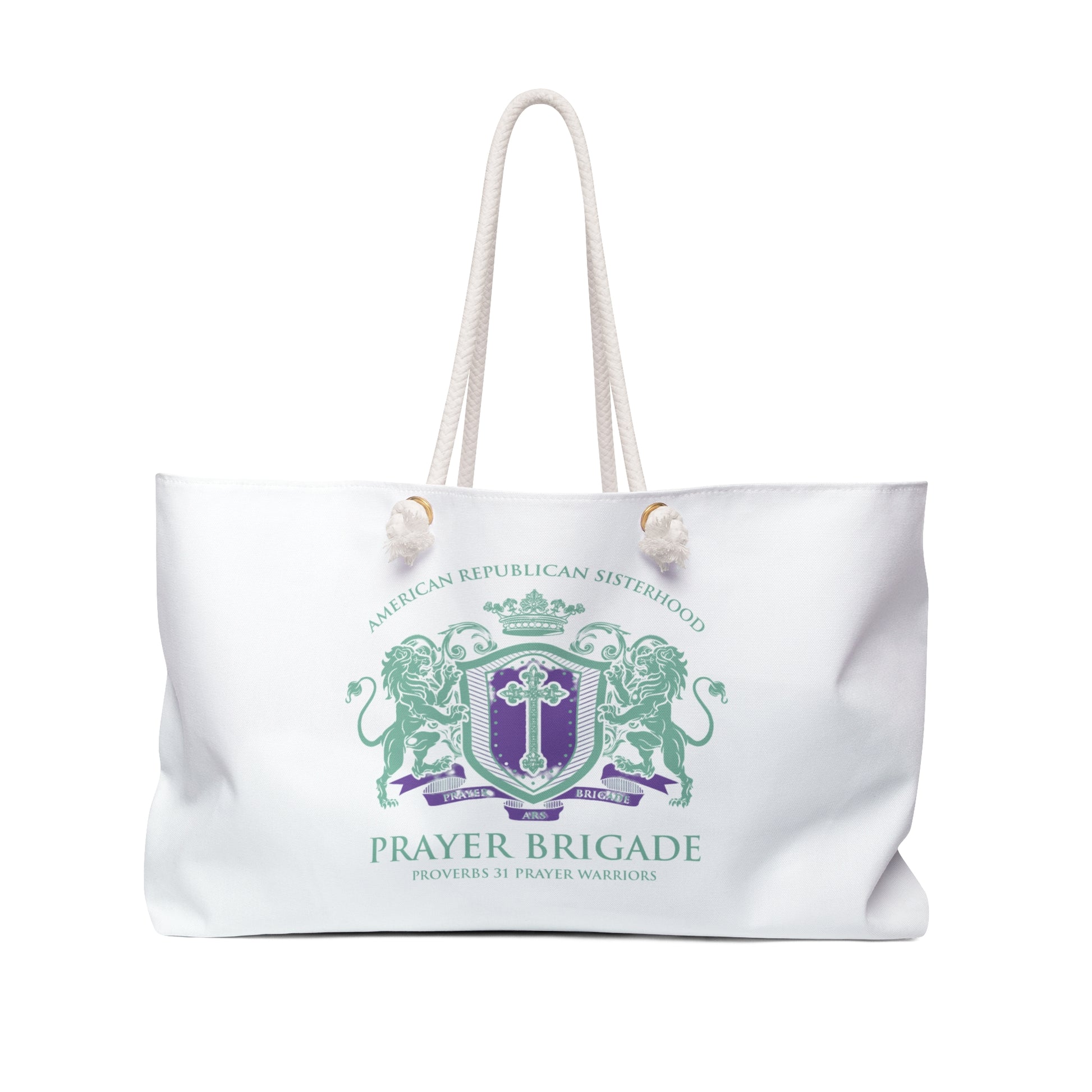 ARS Prayer Brigade Weekender Bag - (Mint/Purple Logo) Stylish Tote for Faithful Gatherings & Events - Sweet Baby Jeez Teez