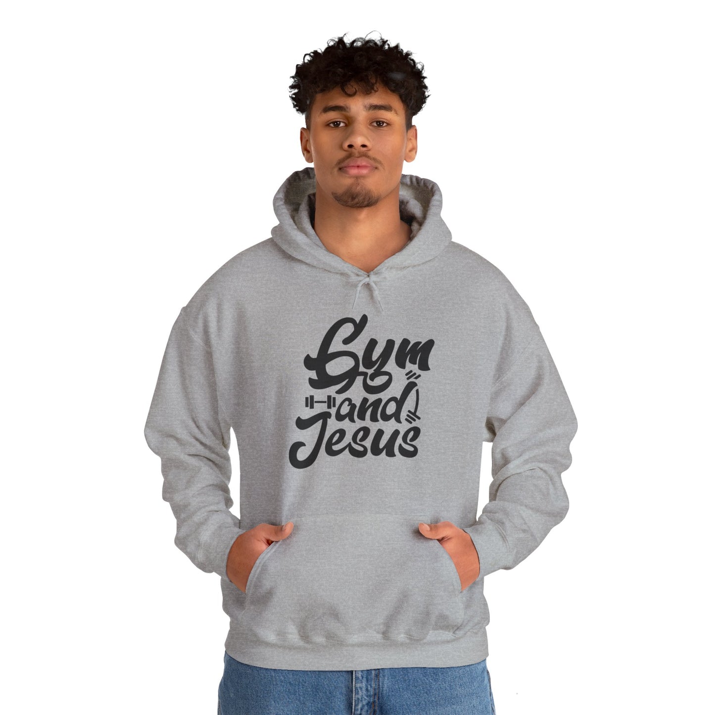Gym and Jesus Men's Hoodie (Black Logo) - Sweet Baby Jeez Teez
