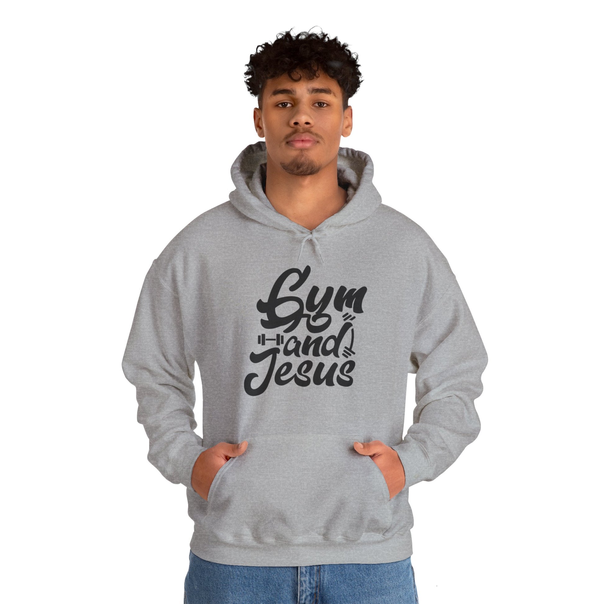 Gym and Jesus Men's Hoodie (Black Logo) - Sweet Baby Jeez Teez