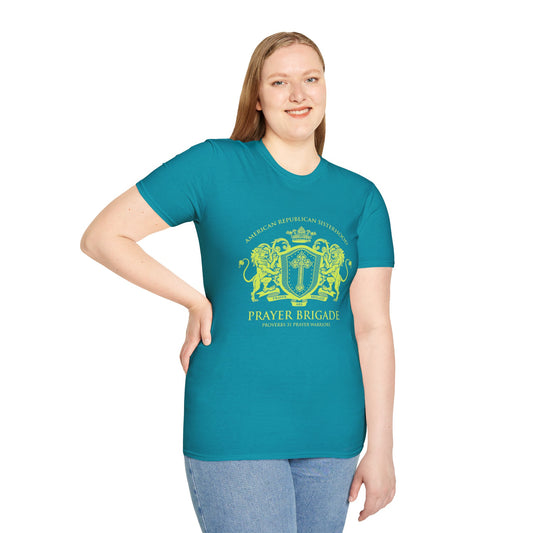ARS Prayer Brigade Women's Relaxed/Plus Tshirt (Chartreuse Logo)