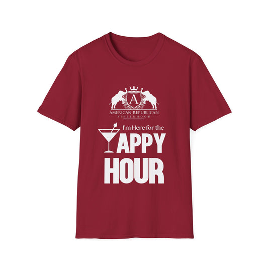 Here for the Yappy Hour Women's Unisex/Relaxed Tshirt (ARS-White Logo) - Sweet Baby Jeez Teez