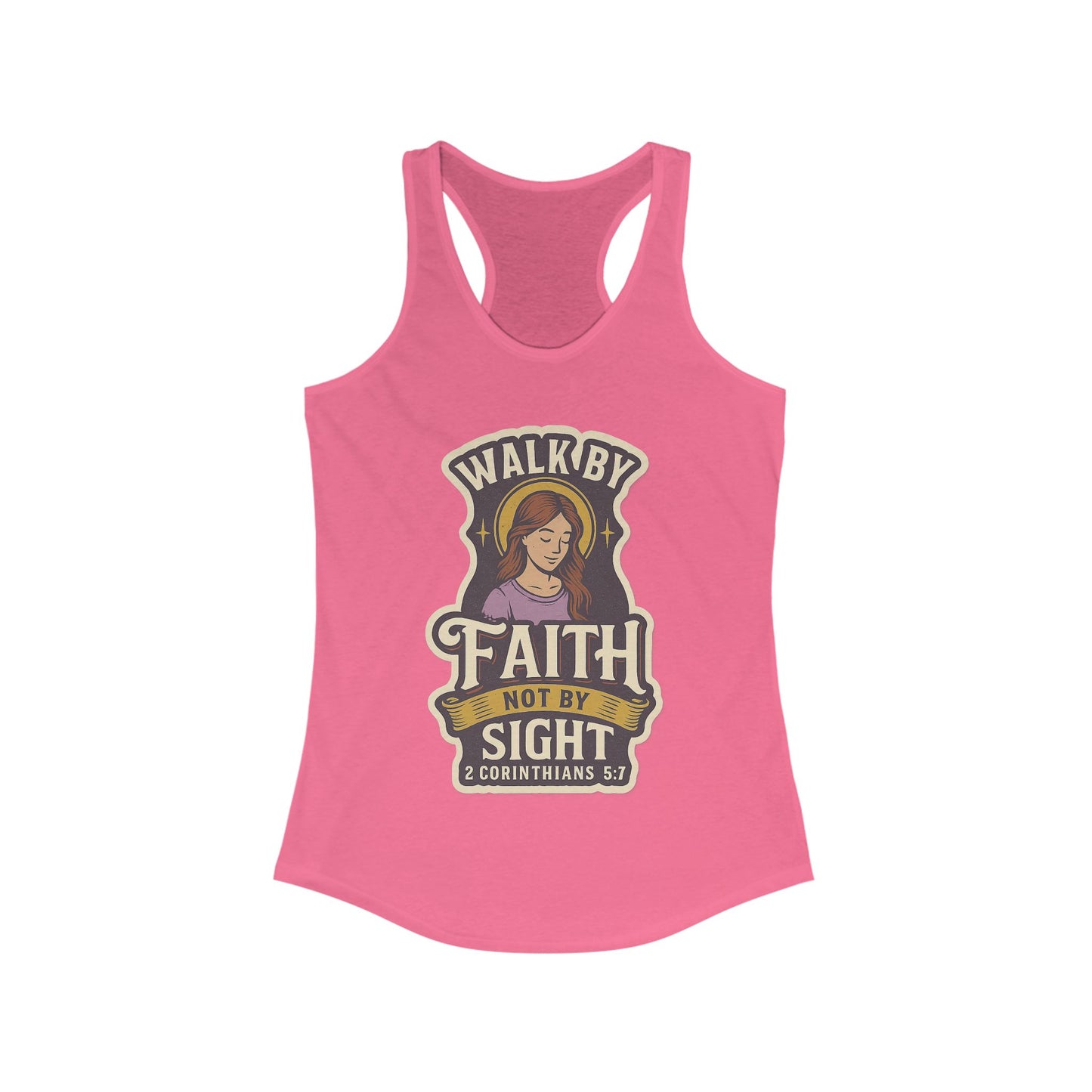 "Walk by Faith" Bible Verse Christian Inspirational Racerback Tanktop