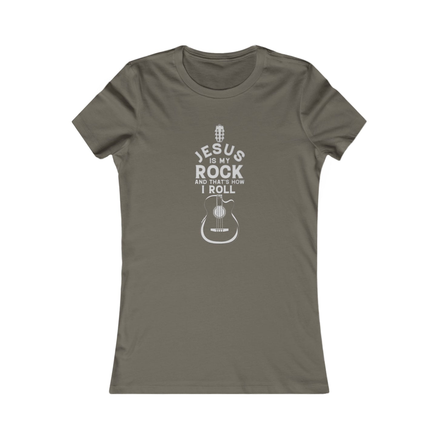 Jesus is My Rock Womens Fitted Tshirt (Light Gray Logo) - Sweet Baby Jeez Teez